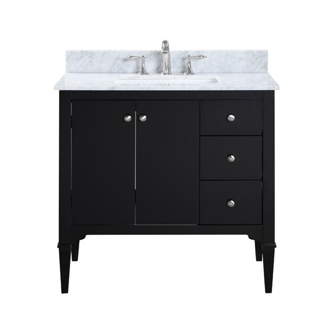 36 Inch Freestanding Black Bathroom Vanity With White Quartz Top Overstock 31979938