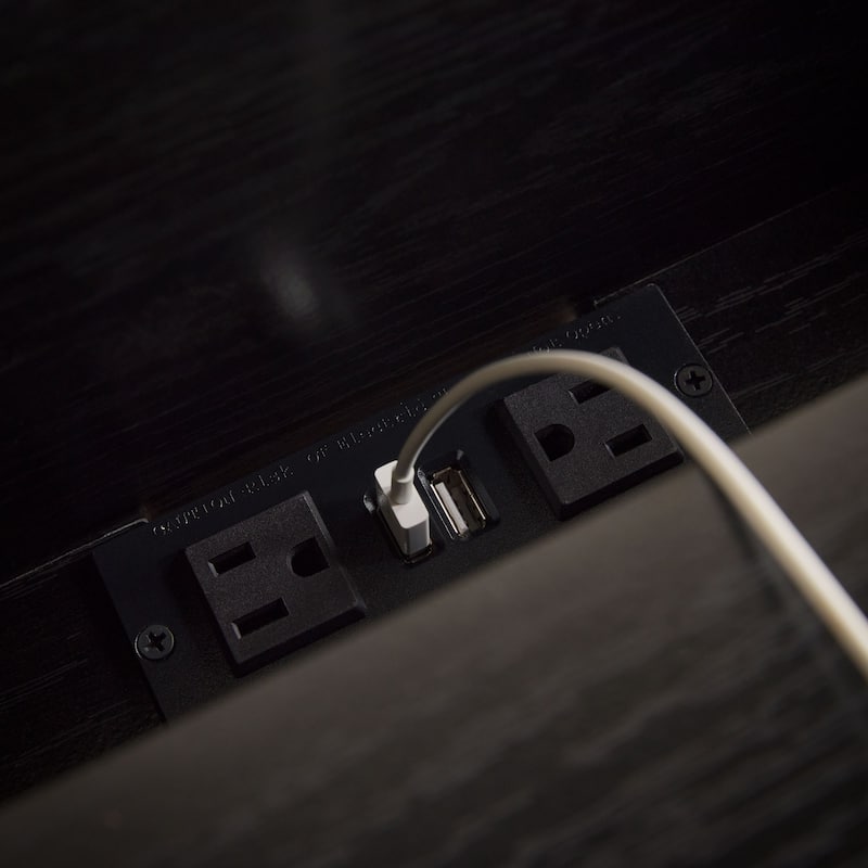 Walker Edison Reeded Desk with Hutch and Outlets