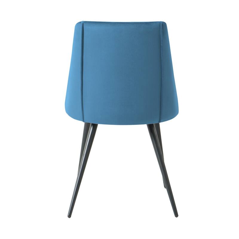 Modern blue velvet dining chair, fabric upholstery chair, black metal chair feet for home living room, bedroom, kitchen,