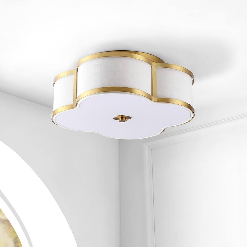 Frank Scalloped Shade Metal Classic Glam LED Flush Mount, by JONATHAN Y