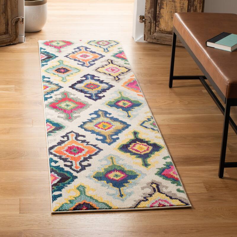 SAFAVIEH Monaco Selvinaz Boho Rug - 2'2" x 8' Runner - Ivory/Multi