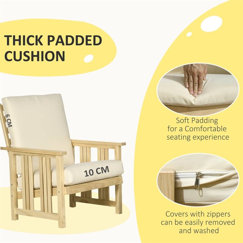 Wood Outdoor Lounge Chair with Ottoman(Set of 2)