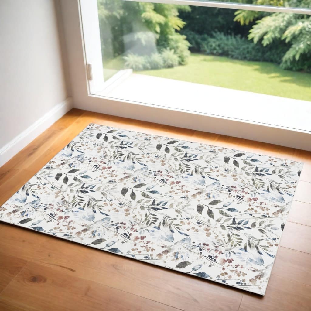 Lovu Power Loomed Floral Traditional Non Skid Low Pile Area Rug By HomeRoots