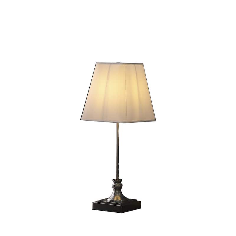 19" Modern Silver Beside Table Lamp with White Empire Shade and Metal Base E12 Socket for Bedroom - 18.75"H x 7"W x 7"D