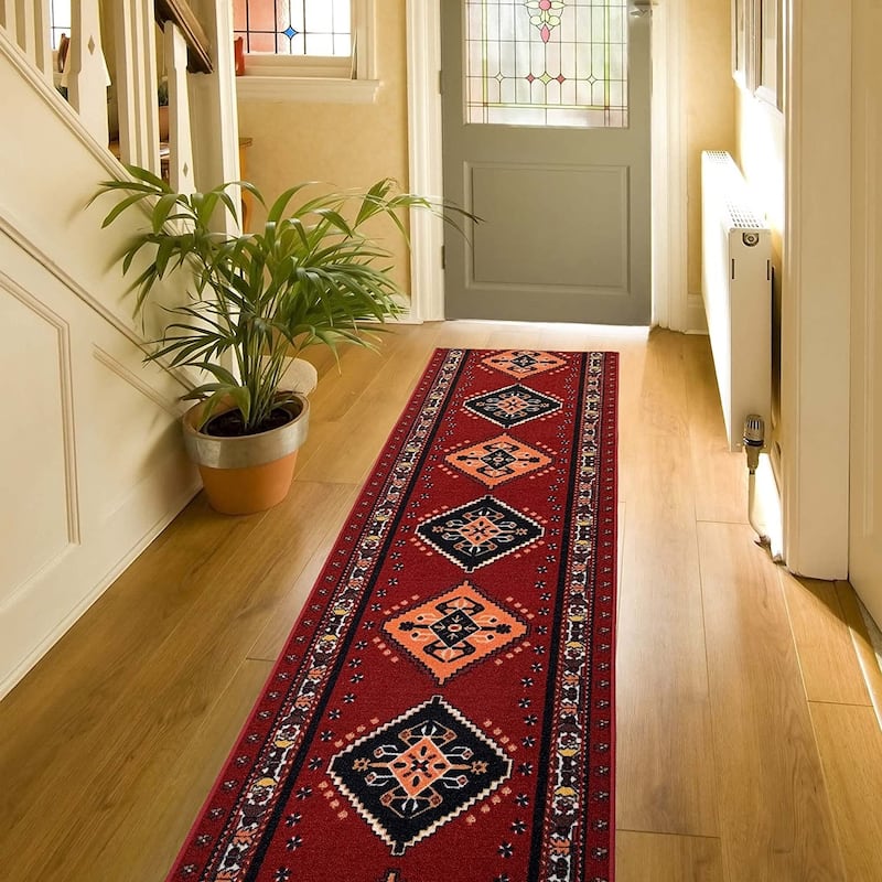 Custom Size Southwestern 31 Inch Wide Non-Slip Stair Runner Rug