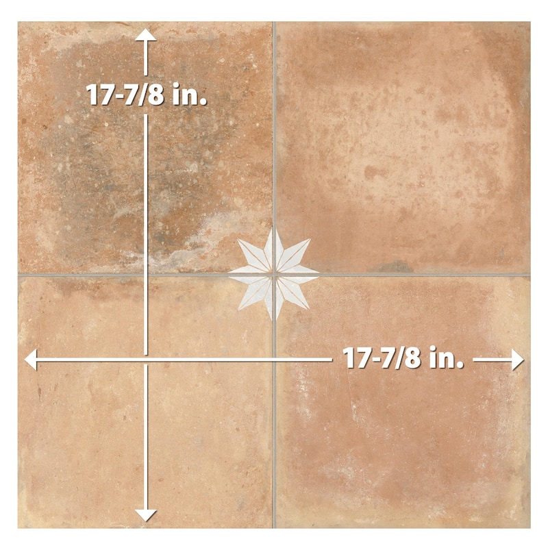 Merola Tile Kings Nonna with White Star 17-7/8" x 17-7/8" Porcelain Floor and Wall Tile
