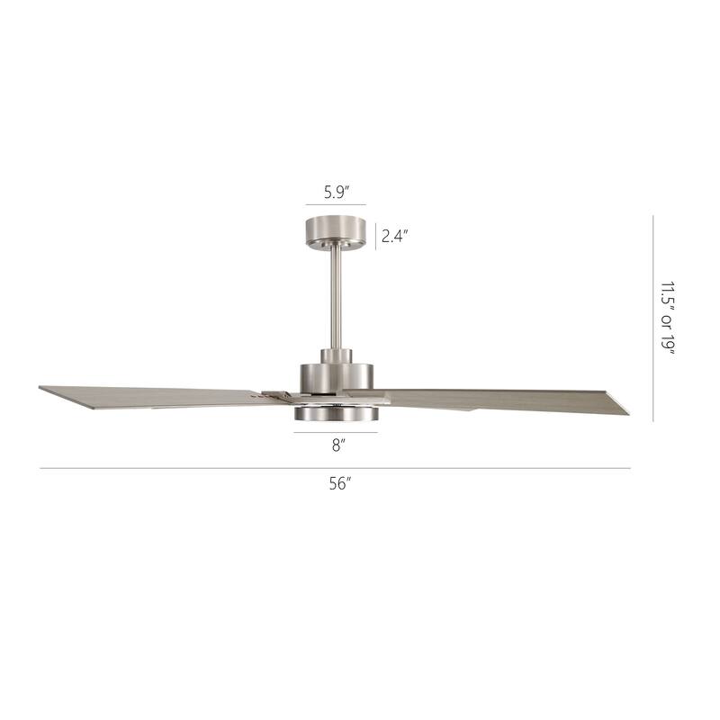 GetLedel 56" 4-Blade DC Motor Dimmable LED Ceiling Fan with Remote Control and Light Kit