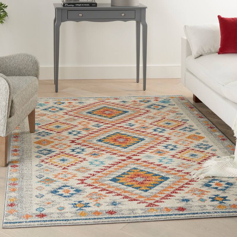 Nourison Passion Modern Boho Tribal Area Rug - 3'9" x 5'9" - Ivory/Multi