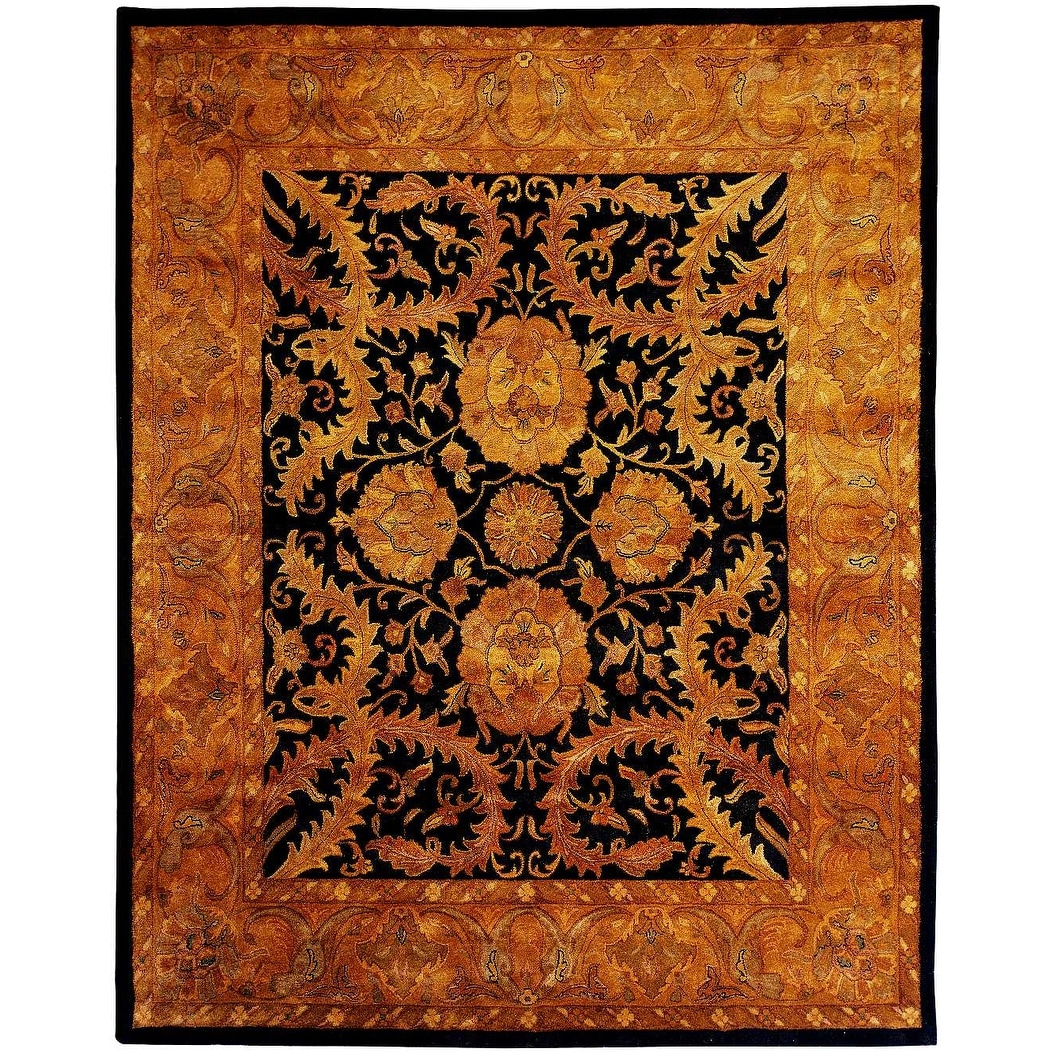 Tufted Agra hand-tufted New Zealand Wool Black/Gold Area Rug - 11'6" x 14'6"
