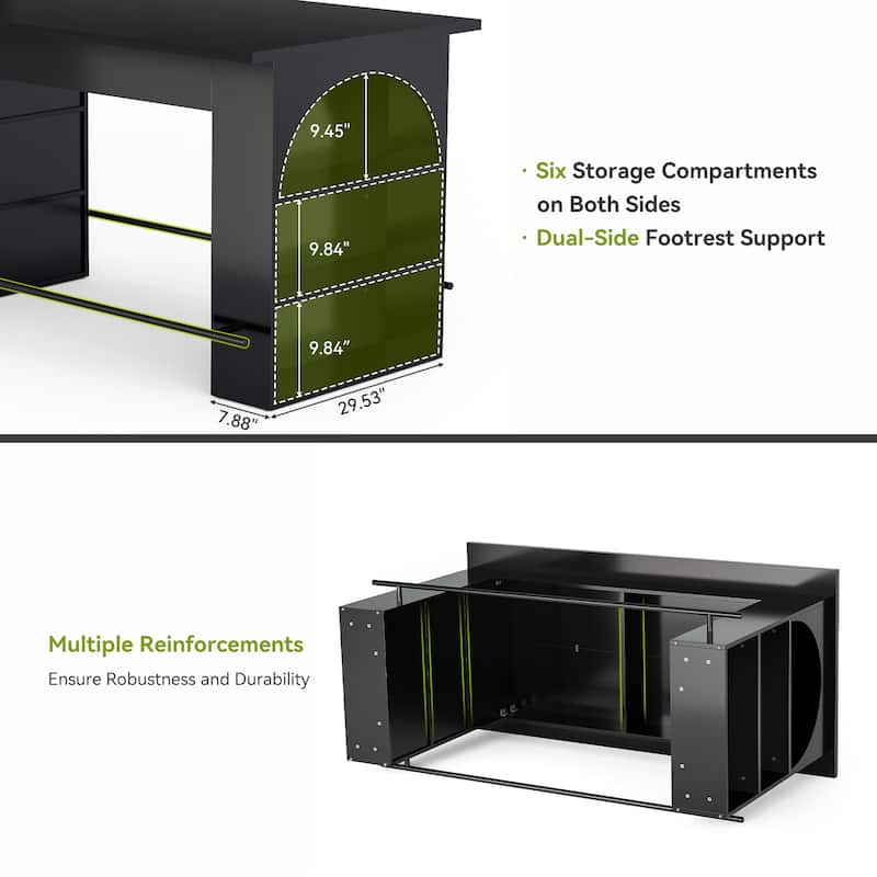 63" Home Bar Unit, Counter Height Pub Table with Storage for Kitchen