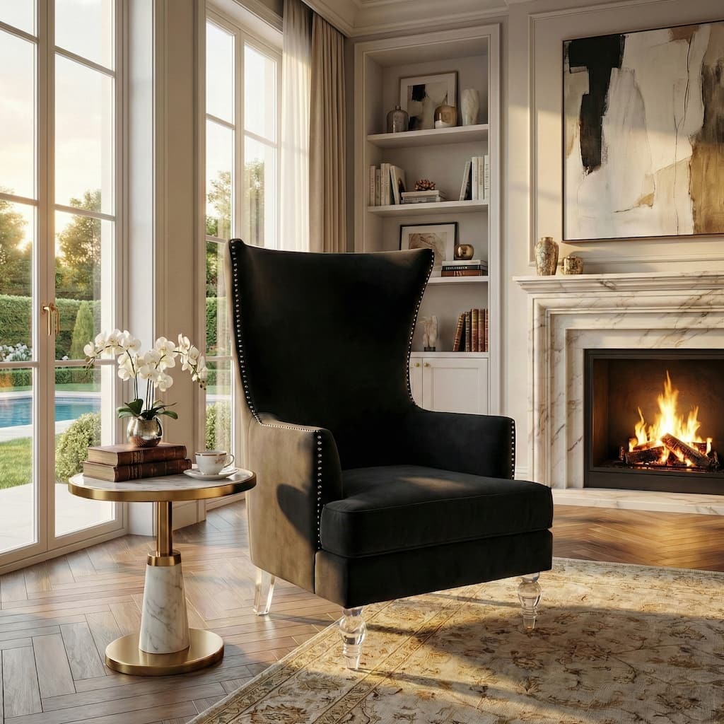 SAFAVIEH Couture Cath Modern Wingback Chair - 29Wx32Dx45H