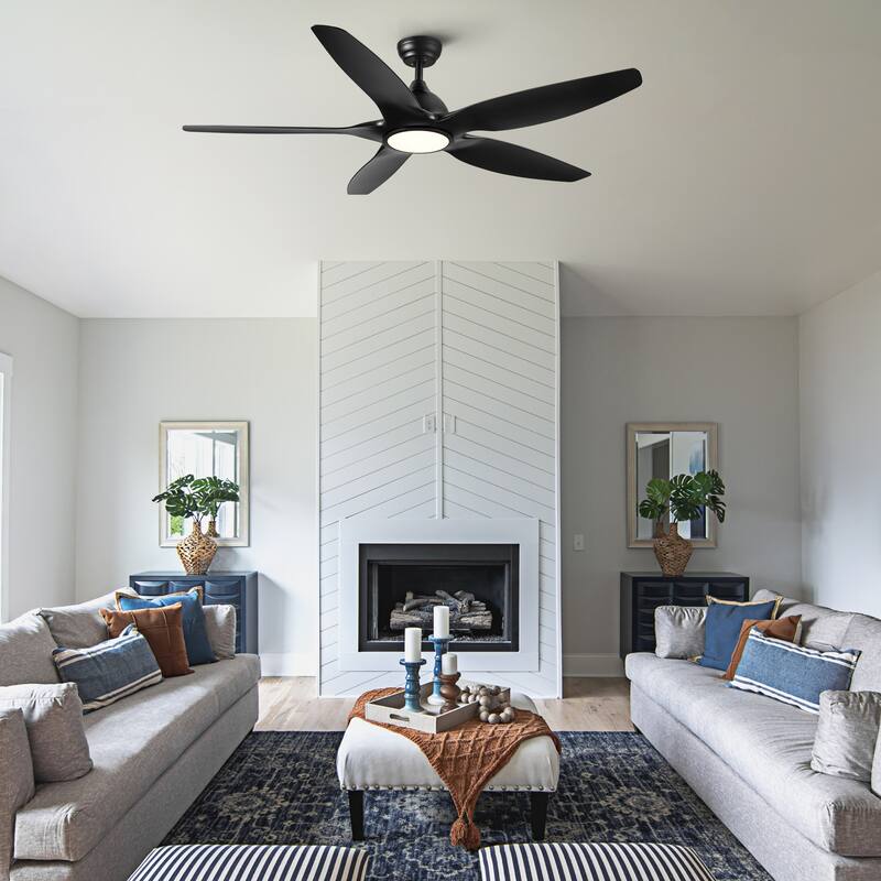 60 in.Matte White Indoor Ceiling Fan with Light, DC Motor and Remote Control