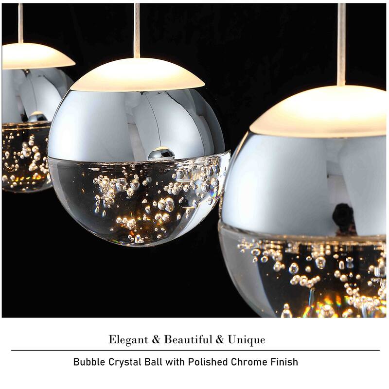 1-Light/3-Lights Globe LED Pendant Light with Bubble Crystal Ball