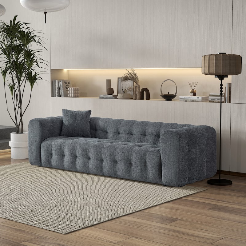 Marseille Luxury Modern Chesterfield French Boucle Couch - Dark Grey
