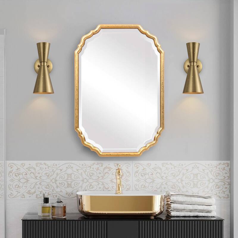 2-Light Modern Industrial Gold/Nickel Cone Hourglass Bathroom Vanity Light Wall Sconce