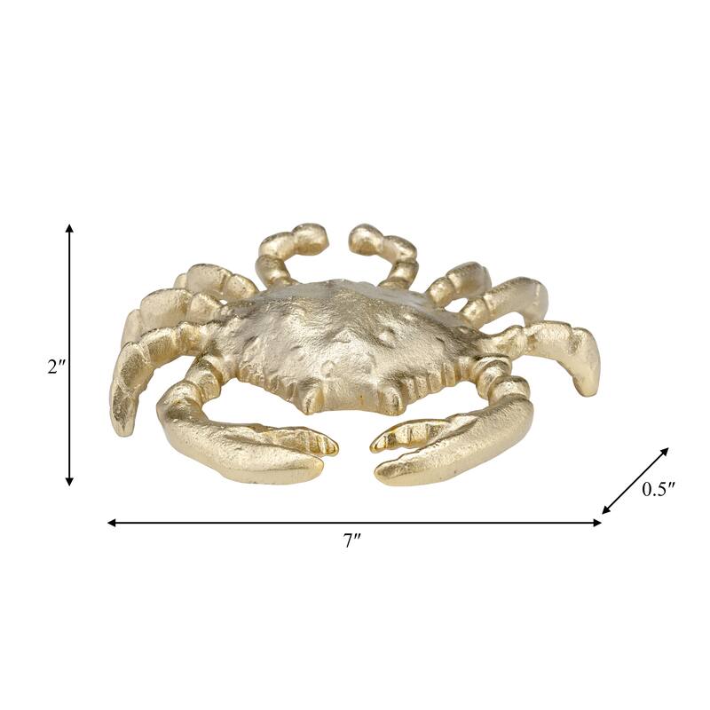 Sagebrook Home 7" Metal Contemporary Decorative Coastal Beach Ocean Crab Statue Table Decor