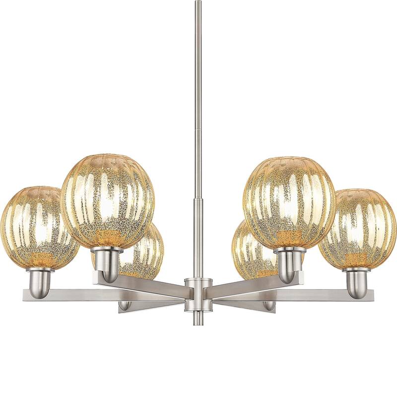 Innovations Lighting 716-6CR-12-24 Preston Chandelier Preston 6 Light - Satin Nickel / Mercury