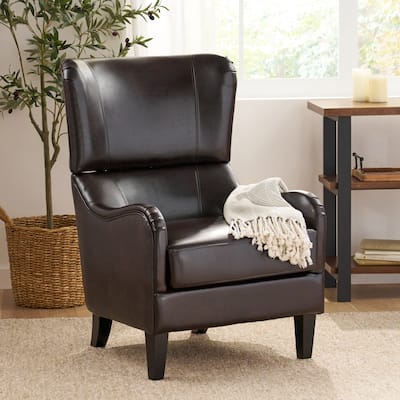 Modern 27" High Back Accent Chair with Birch Wood Legs and Wing Back for Living Room