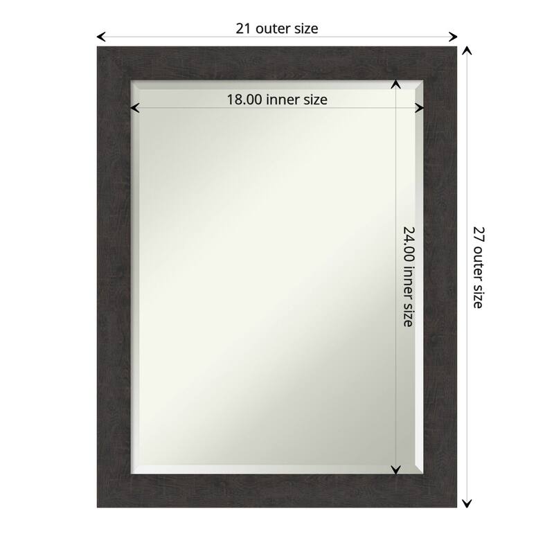 Beveled Wall Mirror - Rustic Plank Narrow Frame - Rustic Plank Espresso Narrow - Mirror Size: 18 x 24