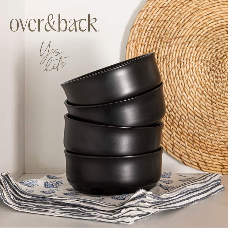 over&back Rimmed 26oz Semi-Matte Stoneware Cereal Bowls