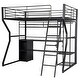 preview thumbnail 5 of 12, Full Size Metal LED Gaming Loft Bed with Built-in Desk & Open Wardrobe