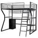 preview thumbnail 4 of 15, Full Size Metal Loft Bed with Built-in Work Station, Open Wardrobe, Heavy Duty Loft Bed Frame with LED and Multiple Storage