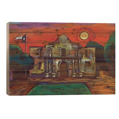 Remembering The Alamo Print On Wood by David Hinds - Multi-Color