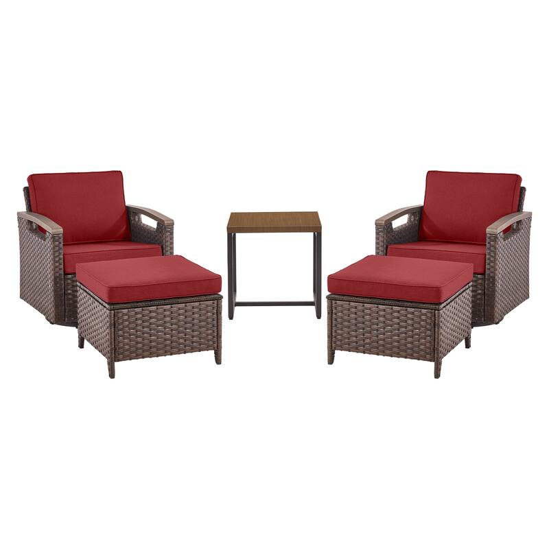 Pocassy Outdoor Brown Wicker Funitre with Cushion Set