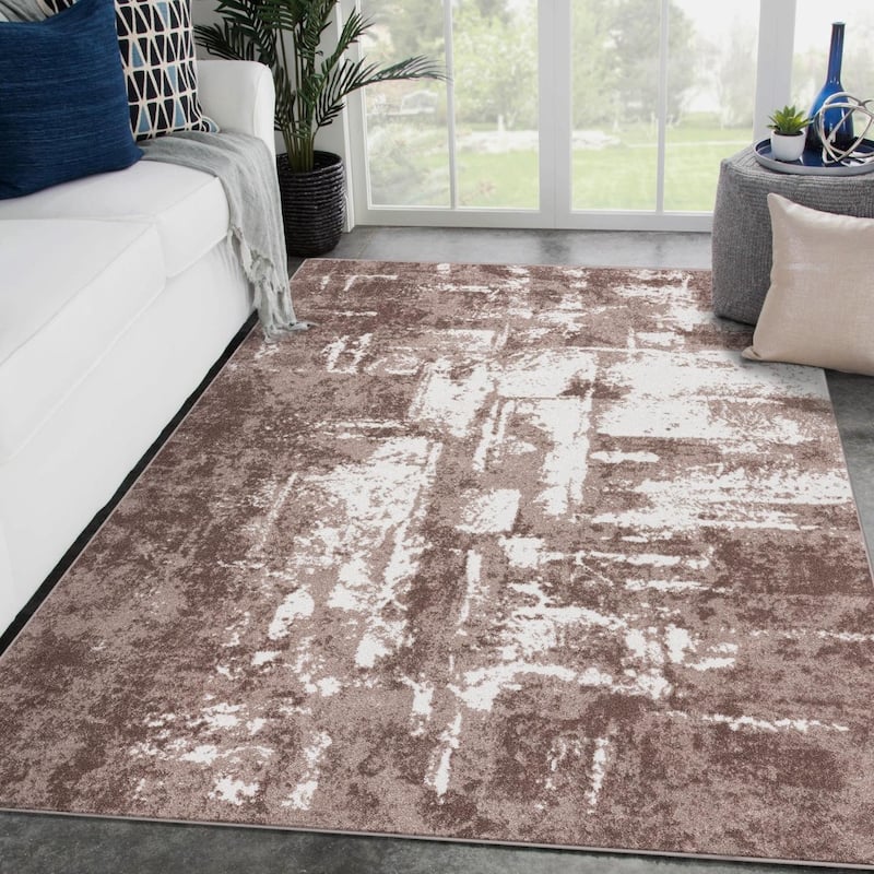 Luxe Weavers Abstract Modern Pattern Area Rug - 4' x 5' - Beige