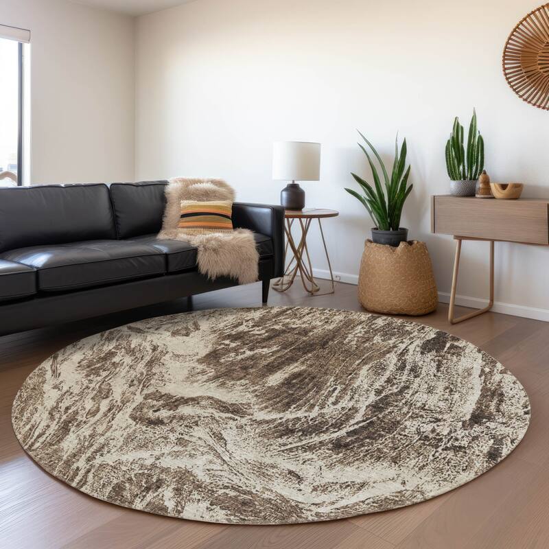Machine Washable Indoor/ Outdoor Modern Abstract Chantille Rug
