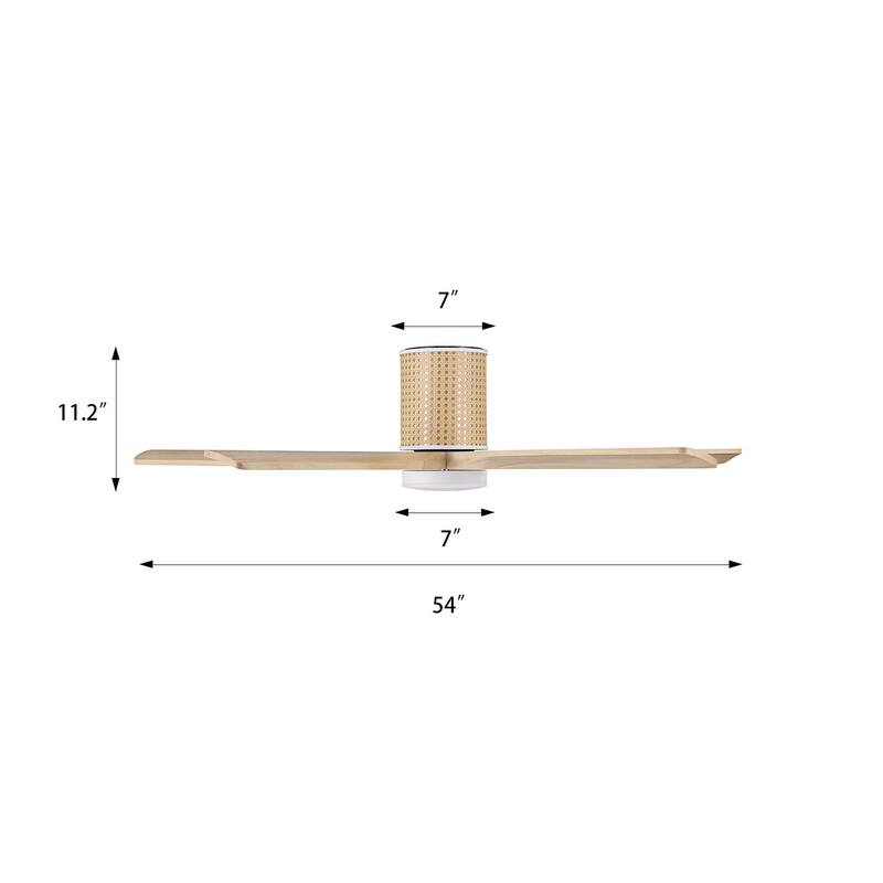 54 Inch. 5 Blades Dc Motor Indoor Flush Mount Ceiling Fan With light kit and Remote - 54"