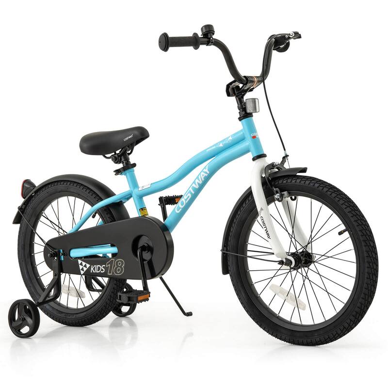 Costway 12"/14"/16"/18" Kids Bike for 3-4 Years Old Boys & Girls with - 18" Blue - 18 inch