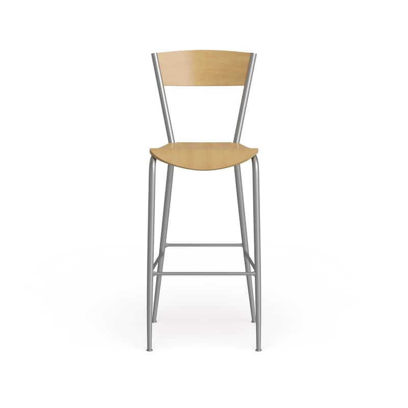 Metal Restaurant Barstool - Wood Back & Seat - 16.5"W x 21.5"D x 43"H - 16.5"W x 21.5"D x 43"H