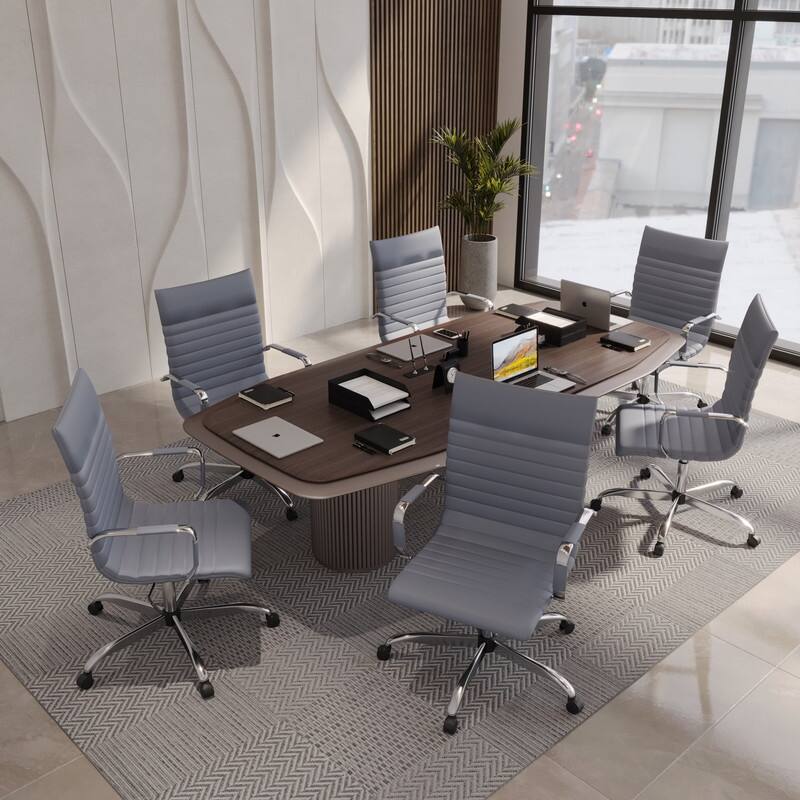 Harris Modern High-Back Leather Executive Office Chair with Steel Frame, Adjustable Height, Tilt Lock, & Swivel for Home/Office
