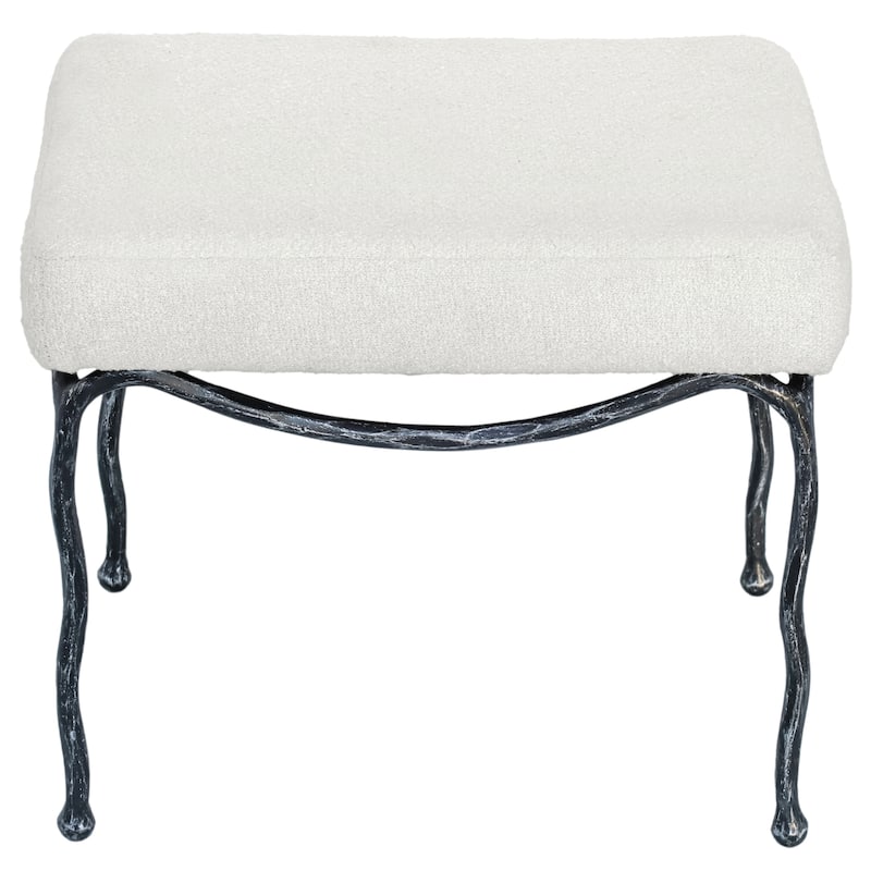 SAFAVIEH Couture Lacarla And Metal Legs Ottoman - Ivory/Black