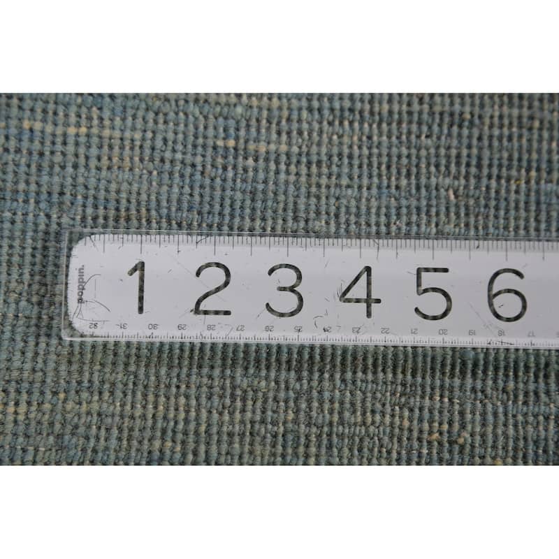 Light Blue & Green Modern Gabbeh Area Rug Hand-Knotted Wool Carpet - 5'0" x 6'5"