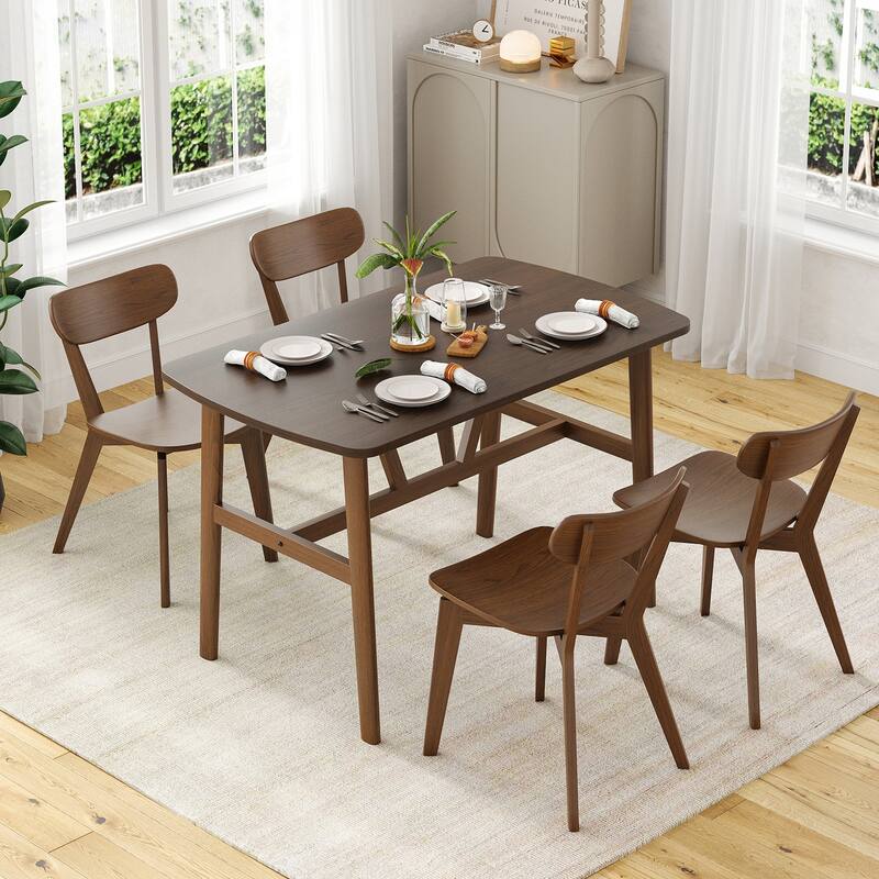 47.2 inch Dining Table for 4-6 Person, Rectangular Wood Kitchen Table, Modern Dinner Table with Sturdy Metal Frame