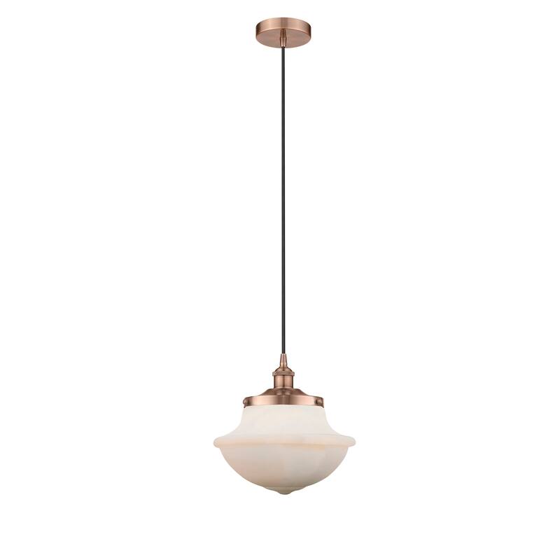 Innovations Lighting Oxford - 1 Light 12" Cord Hung Mini Pendant - Antique Copper/Matte White