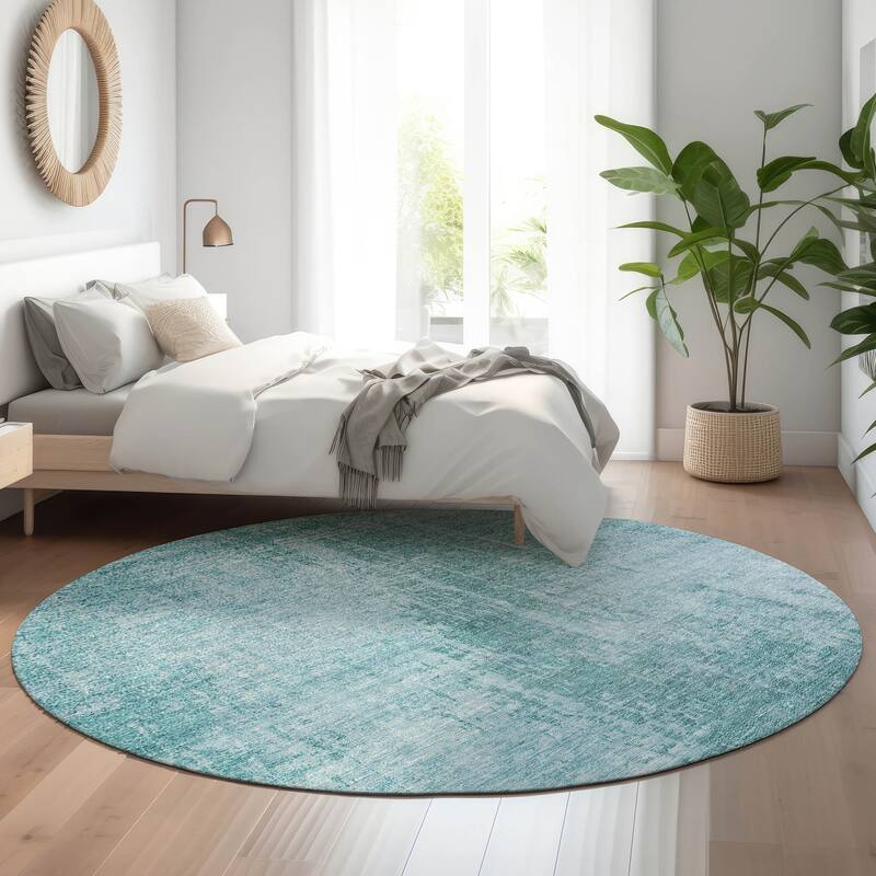 Premium Washable Super Soft Abstract Ombre Mayfield Rug - Aqua - 8' x 8' - Round