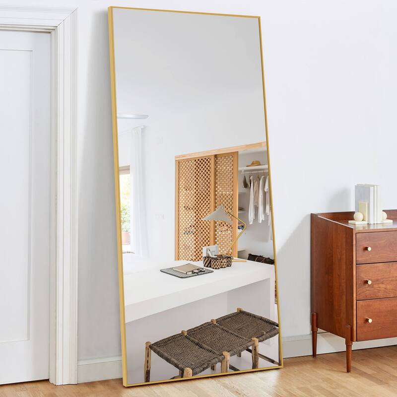 Modern Aluminum Alloy Thin Framed Full Length Floor Mirror