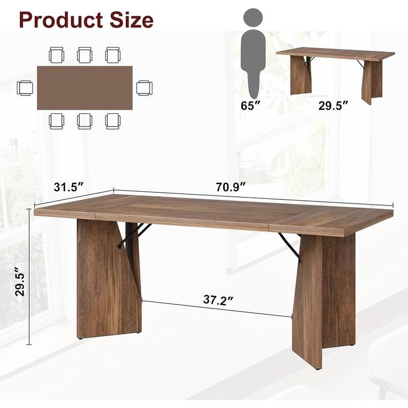 70.9" M-Shaped Legs Kitchen Dining Table for Dining Room, Office and Living Room (Only Table)