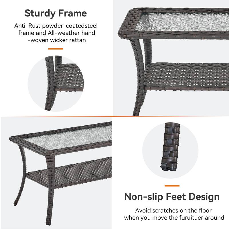 Pocassy Outdoor Swivel Chairs with Sofa Chair Ottoman and Table Set