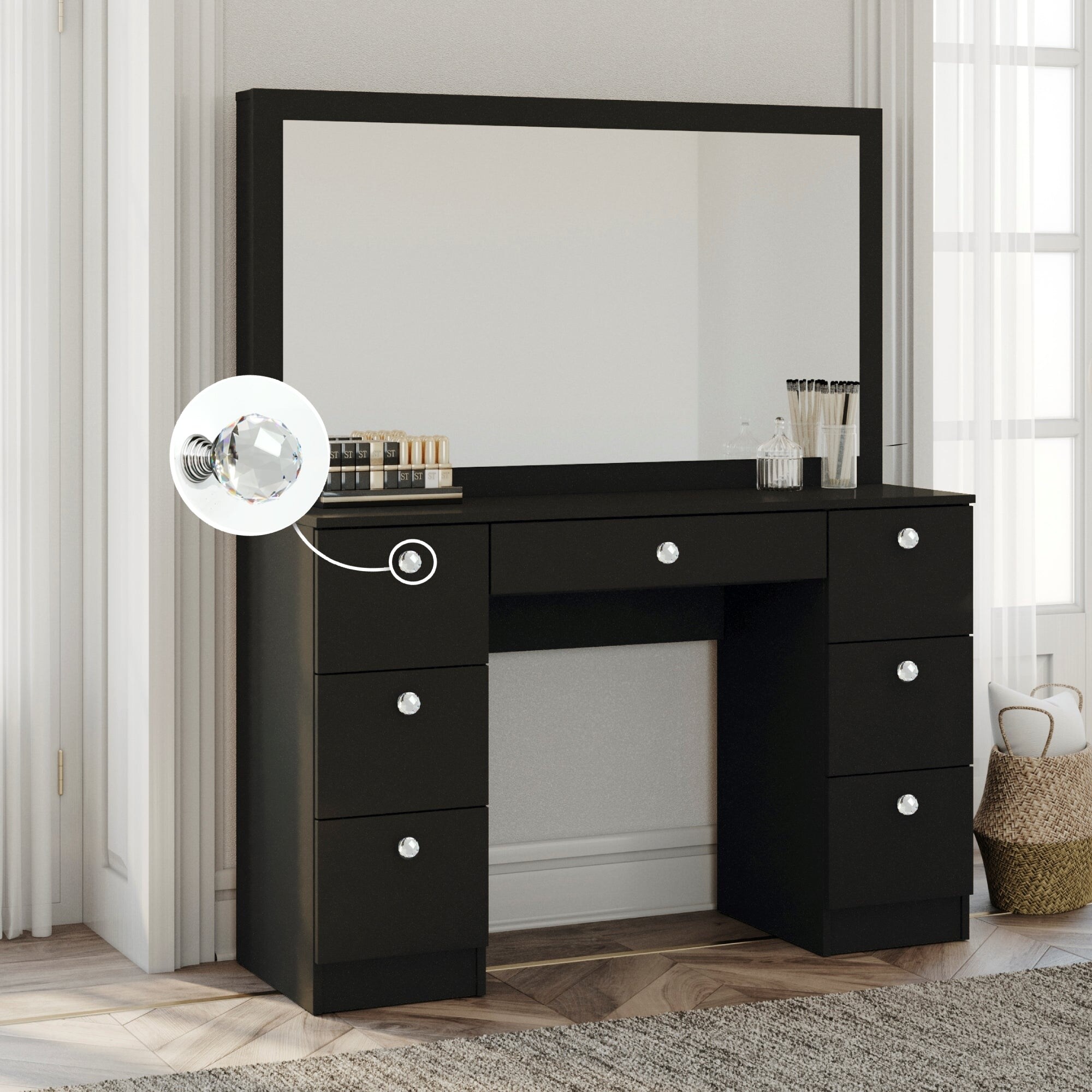 Boahaus modern vanity table with mirror and drawers store