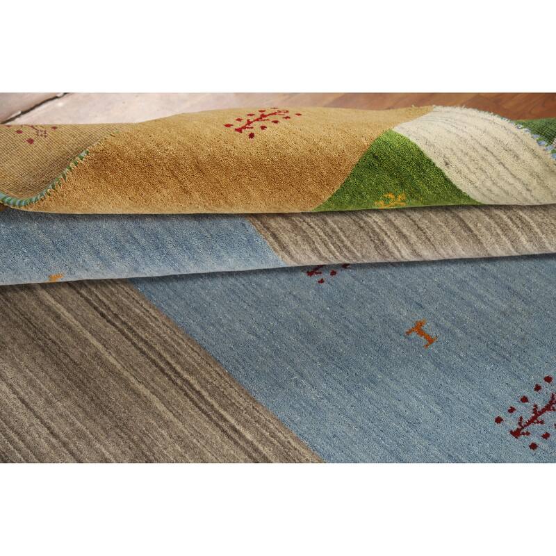 Hand Knotted Oriental 100% Wool Carpet Tribal Animal Pictorial Multi-Colored Gabbeh Area Rug - 9' 10'' X 6' 5''