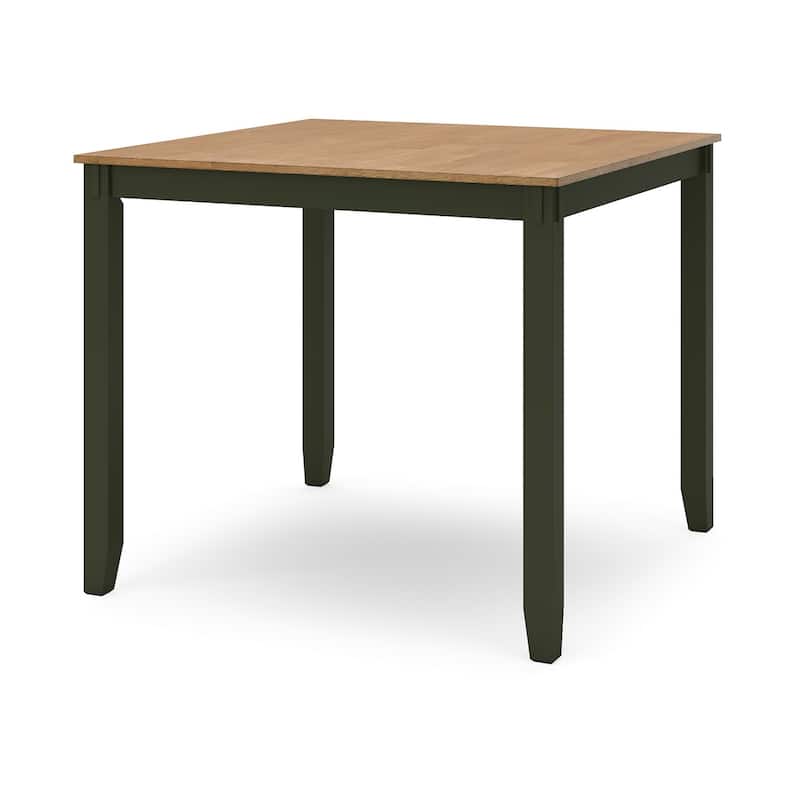 Gasy Counter Height Dining Table Set, 4 Chairs, Dark Green Wood, Brown
