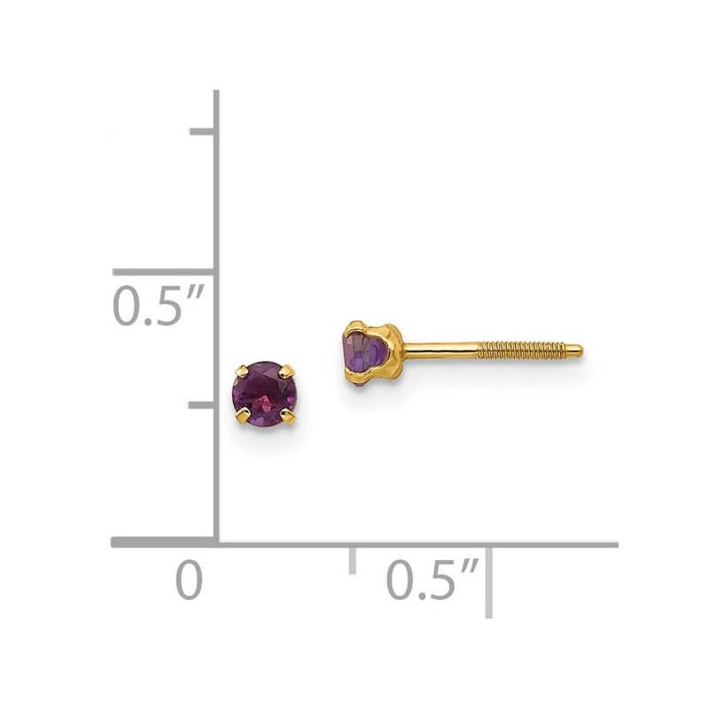 Curata 14k Yellow Gold 3mm Amethyst Childrens Earrings (4x4mm)