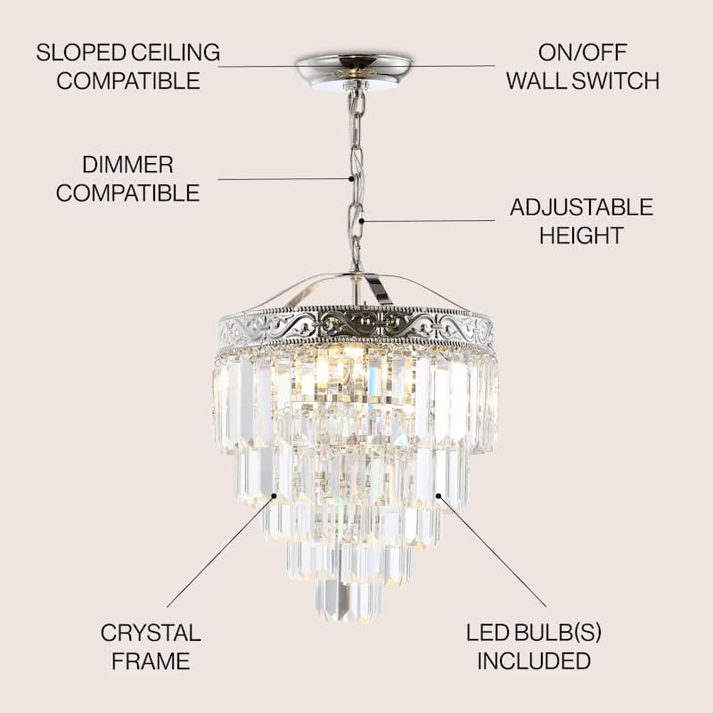 Gaines Crystal LED Chandelier, Polished Nickel/Clear by JONATHAN Y