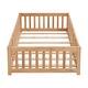 preview thumbnail 4 of 6, Natural Full Size Wood Floor Bed with Door & Fence