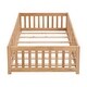 preview thumbnail 4 of 6, Natural Twin Size Wood Floor Bed with Door & Fence