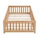 preview thumbnail 12 of 23, Twin Size Floor Bed with Door,Solid Wood Platform Bed Frame with Fence,Suitable for Children,Pine Wood